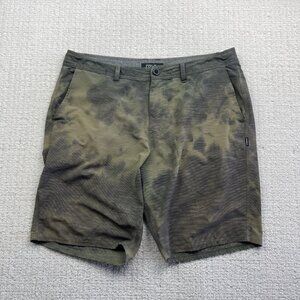 Y2K Oneill Hybrid Shorts Acid Bleach Men Brown Green Flat Front Board Short Read